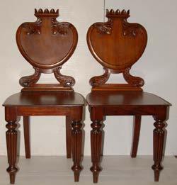 156A Pair of Victorian Mahogany Shield back Hall Chairs.