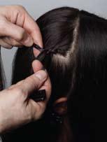 Now, taking a direct line across from your side section, begin to braid the hair. 05.