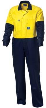 WITH GUSSET SLEEVE CUFFS Heavy weight raglan sleeve coverall with gusset Full hi vis colour (orange only) Full solid colour (navy) Full open front with concealed metal studs closure WEIGHT: 310GSM R