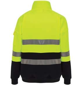 jumper 1/4 front zip opening Double hoop tape configuration and single hoop at sleeves 3M Reflective Tape - 50mm for extra visibility Ribbed