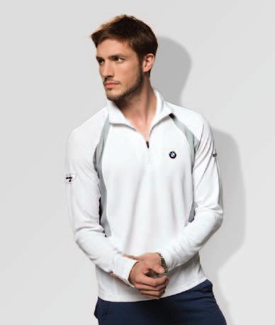Highly functional, lightweight unisex jacket, white with dark blue/grey inserts. 2-way zip fastener, side pockets and hood in signal colours.