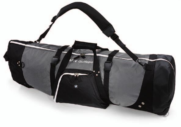 Golf Travel Cover. For two golf bags or one standbag. Black nylon, with white and silver accents.