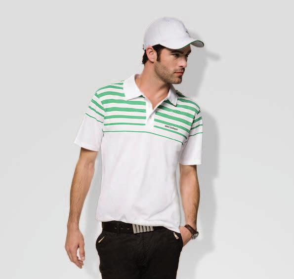 S M L XL XXL White/Green 80 33 2 155-191 192 193 194 195 48.95 Men s Striped Polo Shirt. Classic white 3-button polo shirt.