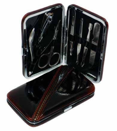 50 w/s Brown Metal Edge Manicure Set 8pc set with Chiropody Pliers.