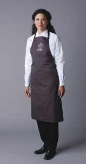 CAYSON APRONS bib apron 38" long; skirt width 27" with two pockets. Adjustable fastener at neck.