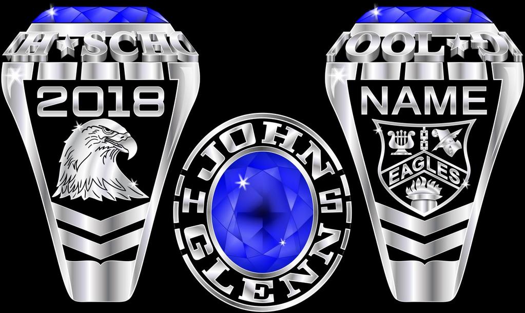 John Glenn Class Ring $194 in the White Aztec metal The Traditional Ring (above) includes your Eagle mascot and John Glenn crest on the sides, with your name