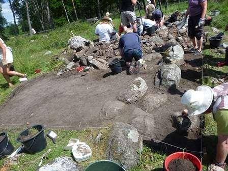Second Dig: Helvi Fieldschool dig 4 x 8m trench - west wall Covered other 2