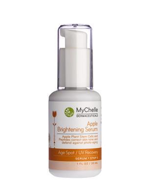 MyChelle Dermaceuticals: Apple Brightening Serum Product Description: Advanced formula combines clinically proven ingredients to rapidly diminish the appearance of discoloration and sun-damage.