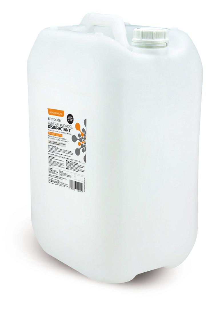 GENERAL PURPOSE DISINFECTANT Effective disinfection of walls & floors. READY FOR USE - DO NOT DILUTE Available in: 5 Litre and 25 Litre General Hospital environment, specifically walls and floors.