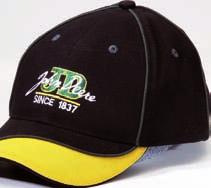 embroidered on the front on the peak black and yellow separated by forest green piping. Item no.