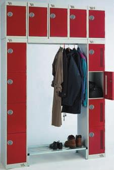 Dimensions mm Locker Depth Top Height 125 158 187 207 228 240 Support Frame with seat Seat units are incorporated into the locker frame as well as slatted seats to the front.