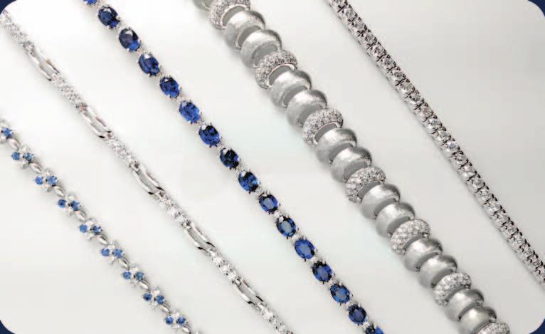 A] 14kt white gold sapphire & diamond floral bracelet set with 50 diamonds totaling 1.5ct & 50 round sapphires totaling 2.0ct $4,395.
