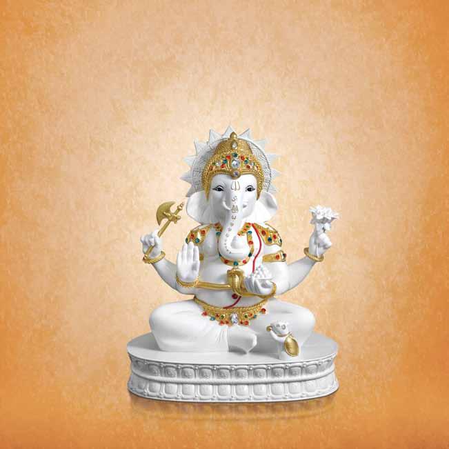 Glorious Treasure This finely detailed work of art that portrays a beautiful representation of Lord Ganesha, an epitome of beauty and perfection, a vivid