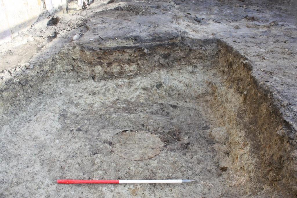 documented in relation to the feature, nor any flax in the completed archeobotanical analysis. AMS-analysis of material from the deconstruction fill dates the pit to the Early Middle Ages.