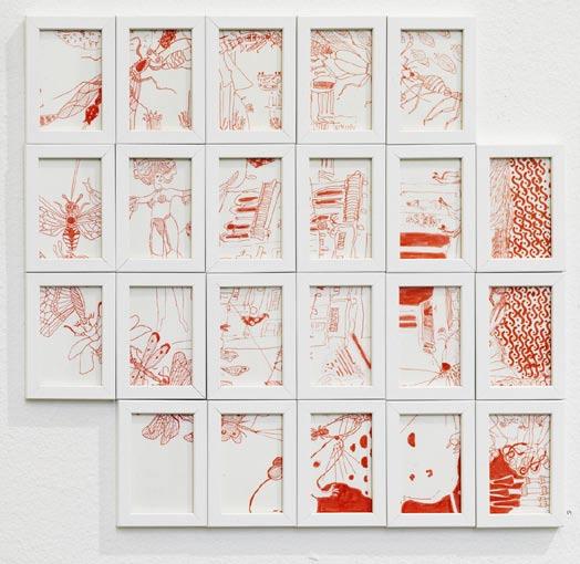 MAPPING- 824 drawings, 2008, filter pen on paper, 8,8 x 6 cm. (the size of playing cardst).