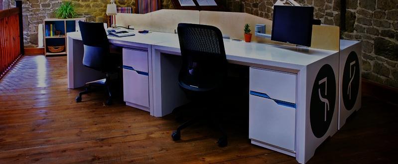 FluteOffice Products (all fully sustainable) Paper Desk range (3 sizes, 4 heights) ** Table range (5 sizes) **(1) Two drawer pedestal ** Storage units (2 heights) **(1) Modular storage/stool/bench
