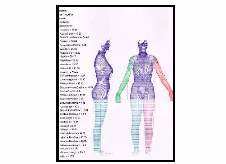 Figure 9: Printout available to subject. Note: From An Introduction to the Body Measurement System for Mass Customized Clothing, by [TC] 2, 2004a. Available on-line at http://www.techexchange.