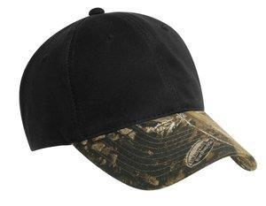 C877 Port Authority Pro Camouflage Series Cotton Waxed Cap with Camouflage Brim 100% cotton, lightly structured, low profile hat with a self-fabric adjustable slide closure with
