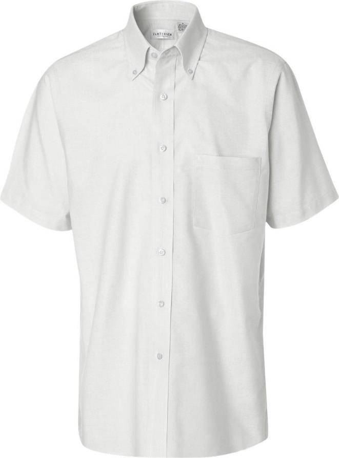 13V0042 Van Heusen Men s Oxford Short Sleeve Shirt 60% Cotton/40% Polyester, wrinkle free, easy care fabric short sleeve oxford shirt with a pocket.