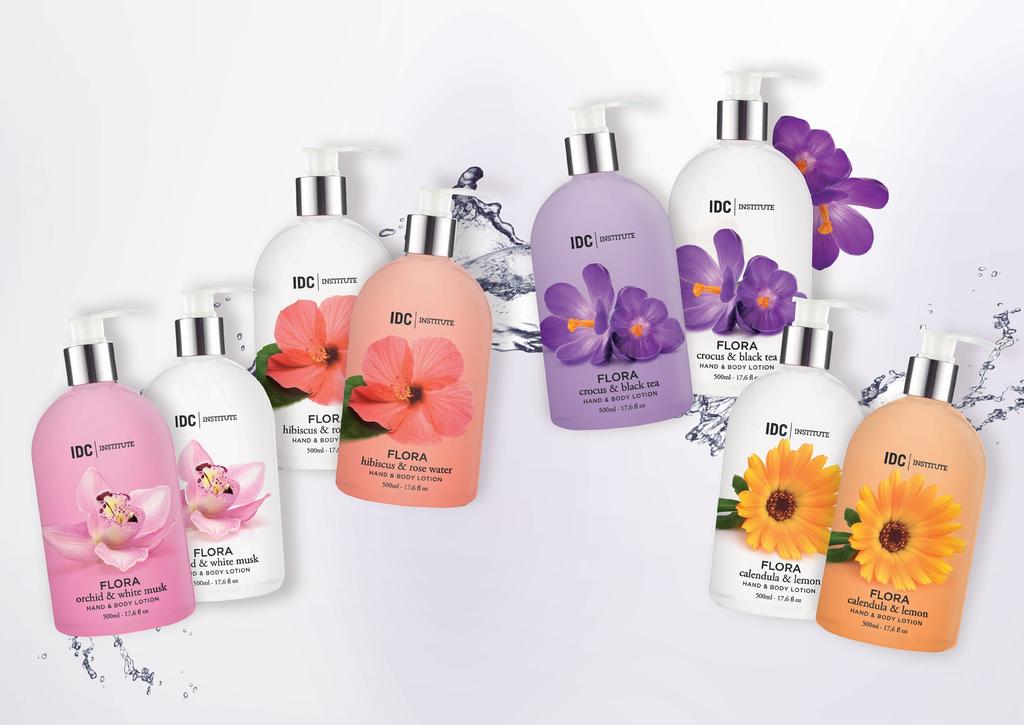 FLORA 40273 hibiscus & rose water 500ml hand & body lotion EAN 8436025342733 40277 crocus & black tea 500ml hand & body lotion EAN 8436025342771 FLORA Captivating and sophisticated flower fragrances