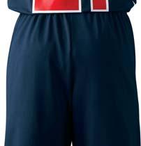 drawstring waist with gripper for secure tuck-in Side detail 4" wide 8" inseam Conforms to current NFHS uniform design specifi cations