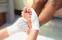 If there is a need to apply more lotion, stay in contact with the guest by leaving one hand on the foot or leg, while the other hand reaches for a pump of the lotion or oil bottle.