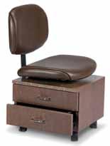 The cosmetologist s pedicuring stool is usually low to make it more comfortable and ergonomically correct for the pedicurist to work on the client s feet.