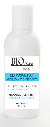BIO PERFECT DERMASAN PLUS For any skin and scalp type. Hydrating detergent for general personal hygiene. A purifying, skin protecting, rebalancing and emollient formula for daily care.