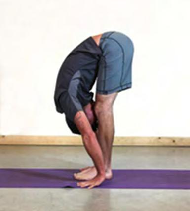 2 nd Pose Directions: Stand straight with your legs close. Touch your knees, heels, feet and toes. Inhale deeply.