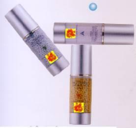 Description of Transpheres Facial Line For perfect skin tone, make-up and high sun protection factors (SPF Value /UV Absorption rate) TRANSPHERES in Transpheres Sun Makeup base has more than three