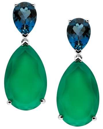 Featured left 18CT LONDON BLUE TOPAZ AND GREEN AGATE VIVID