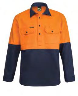 TWO TONE HALF PLACKET COTTON DRILL SHIRT WITH GUSSET