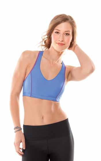 Seam-free interior molded cups Moderate contour cups DriLayer Powermesh back Flattering front piping Encapsulation/Compression BODY: DriLayer Cool 82% polyester / 18% spandex & DriLayer