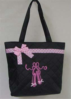 L35 5CBG28211 Black W/Pink Shoes Tote Bag 10" H x 12 W 7.