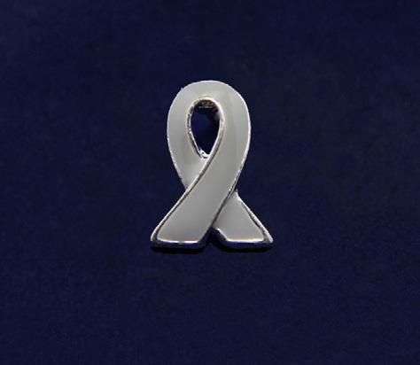 This satin ribbon is formed into the shape of a ribbon with a gold tac pin in the middle.