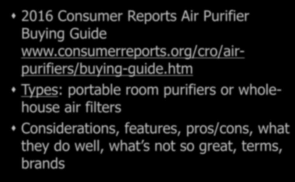 htm Types: portable room purifiers or wholehouse air filters