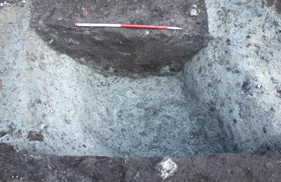 Situated in watching brief Trench Z 114012, and about 5 m northwest of ditch Group 376, was a relatively broad ditch (Group 213). The feature consisted of a cut and five deposits.