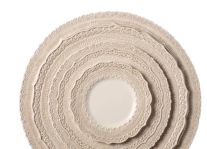 VENICE Material: Ceramic Colours: Ivory Features: Ceramic dinnerware with embroidered and intricate lace design.