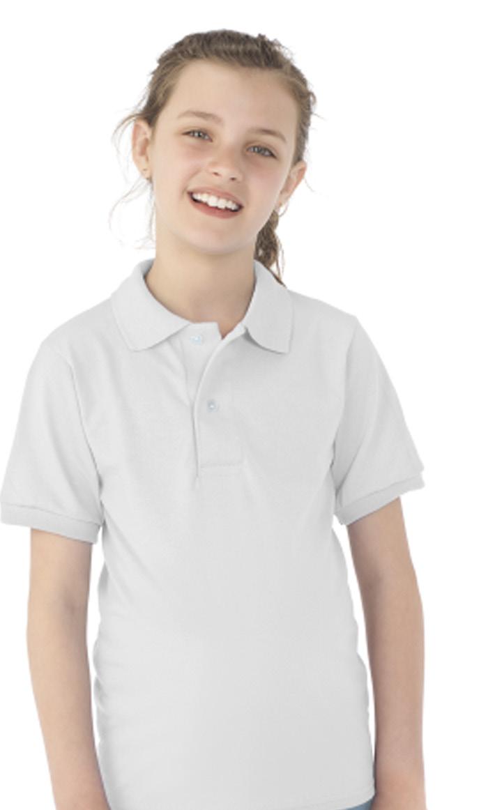 hort leeve Polo (Boy s Light Blue / Girl s White) asy Care 60/40 cotton/poly blend 6.