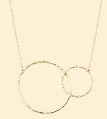 J152 DOUBLE RING NECKLACE [collar] Gold hammered texture, dainty and subtle, with a