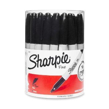 Order code: SH00 Sharpie Fine or Retractable Permanent Markers - Canisters Canister of 6 Sharpie Fine Black Permanent Markers or 6 Retractable Fine Permanent Black markers (no cap to take off or