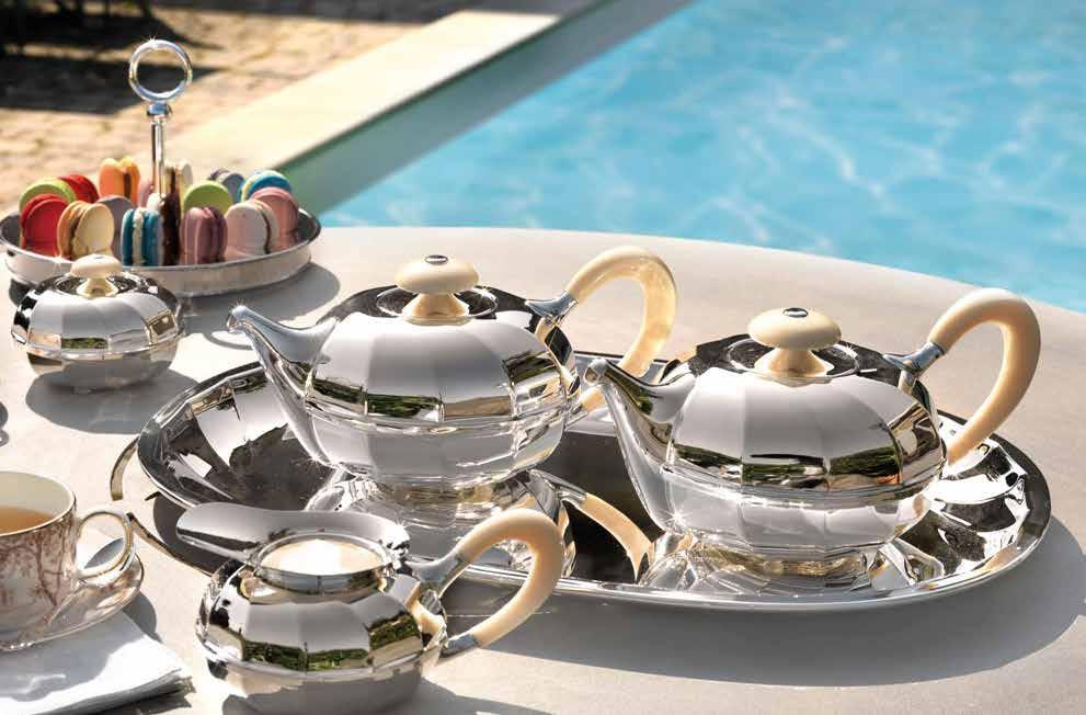 TEA SET All Greggio silver plated breakfast/ tea accessories are 6 micron silver plate on brass Dishwasher