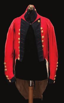 1811-28. Hart held that rank 1811-25 but the archaic style in which the tails are made to hook back may indicate that this coatee was made very early in the period that he would have worn it.