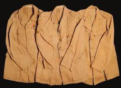 variety of regimental buttons (some moth, staining and damage); the vest of scarlet wool trimmed with yellow cotton lace and gimp and dated 1899 (some damage and staining) 50-80 191 THREE OFFICER S
