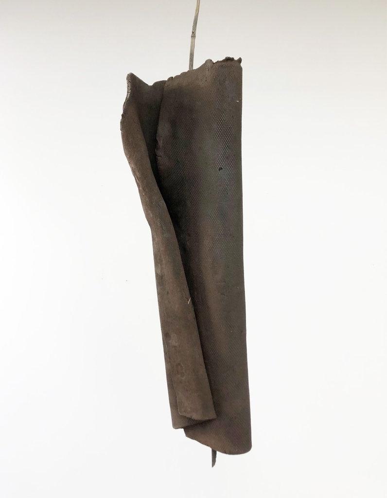 Danke, suspended, 2018 ceramic, Chinese laquer, burnt flower, bronze overall: 96 x 18 x 18 cm