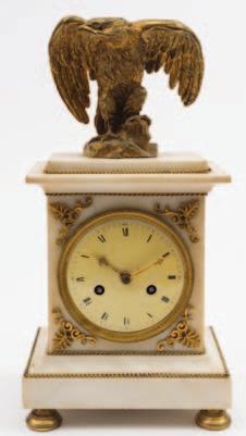 755 753 753 A mid-victorian French marble mantel clock the eight-day duration movement striking the hours and half-hours on a bell with an outside countwheel and silk suspension, the round white