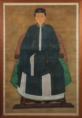 flowing robes, on lotus base, late Ming, 16 cm high.