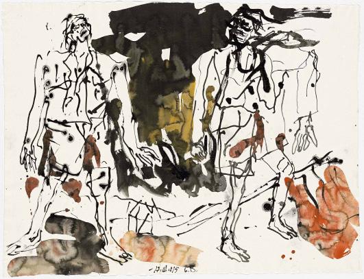 Georg Baselitz «Die grosse Freunde», 2015 - ink and watercolor on paper -