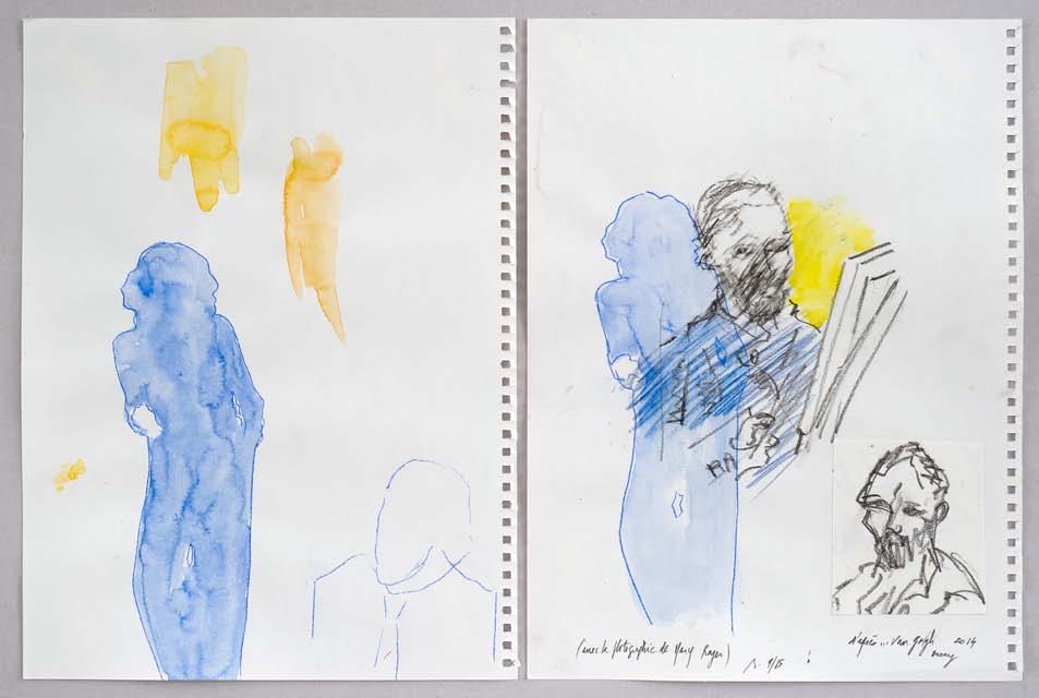Pierre Buraglio, «A Catherine, d après Van Gogh», 2015, watercolor and graphite on paper, 32 x