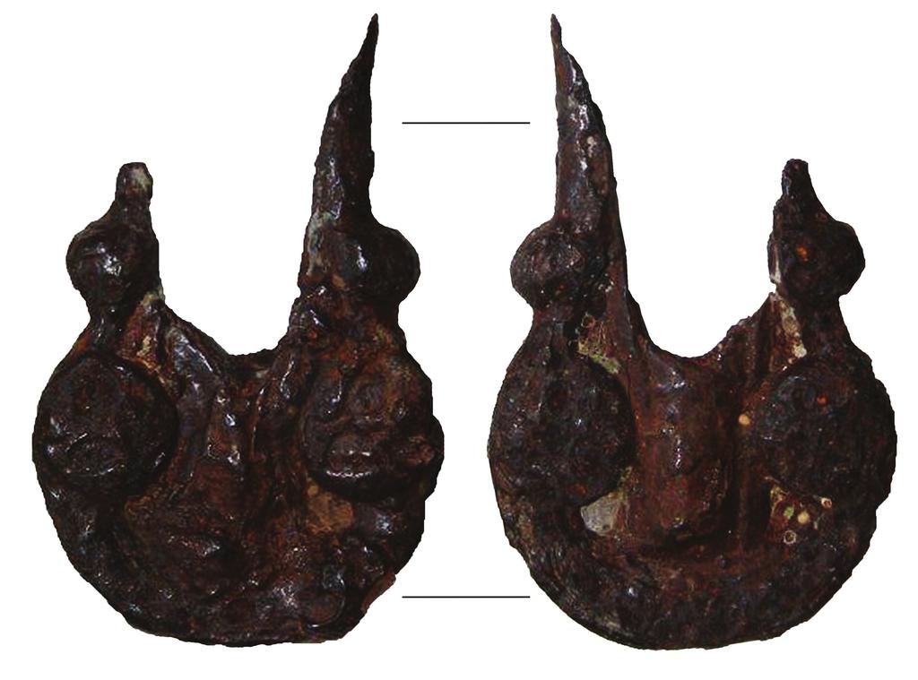 Fig. 1. Sword fragment from river Cetina. Front and back side of the chape end collection of M. Gilić.